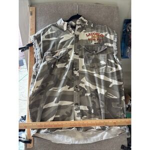 Bikers Edge Vest Mens Medium Beige Camo Button Up Laughlin River Run 2012